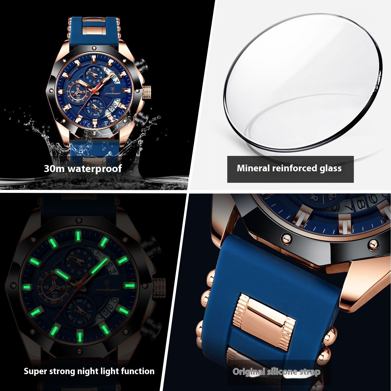 Silicone Band Multi-function Chronograph Men’s Watch
