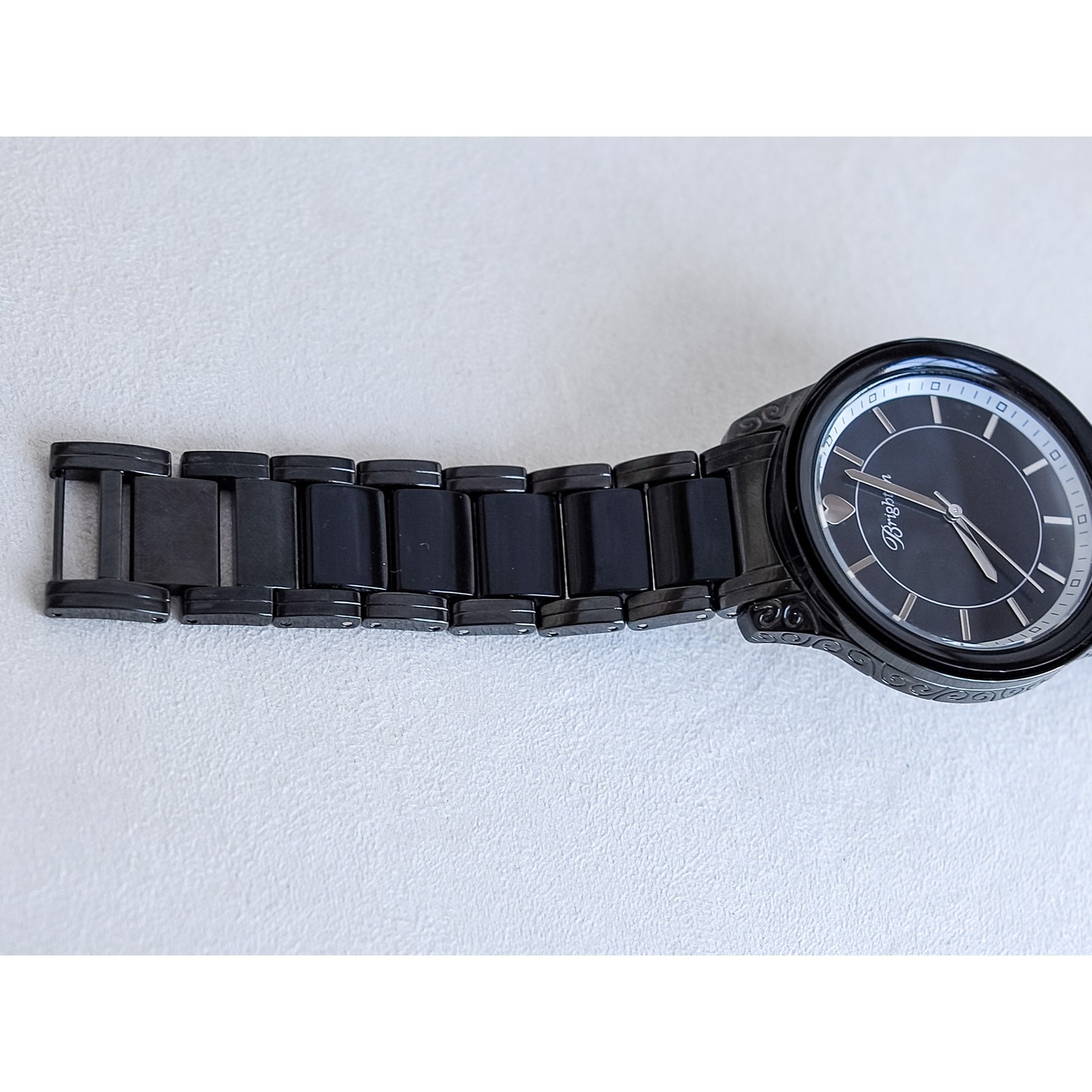 Brighton Carpinteria Chunky Wide Watch Dark Bronze Black Acrylic Fold Over Clasp