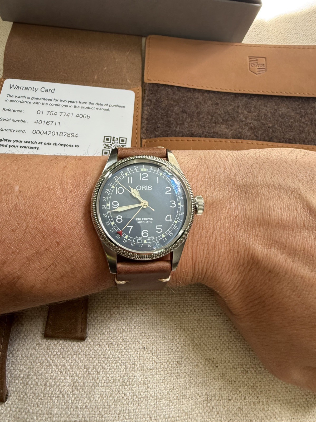 [w/Box, Paper] ORIS Big Crown Pointer Date 7741 Ink Blue Auto Leather Band Watch