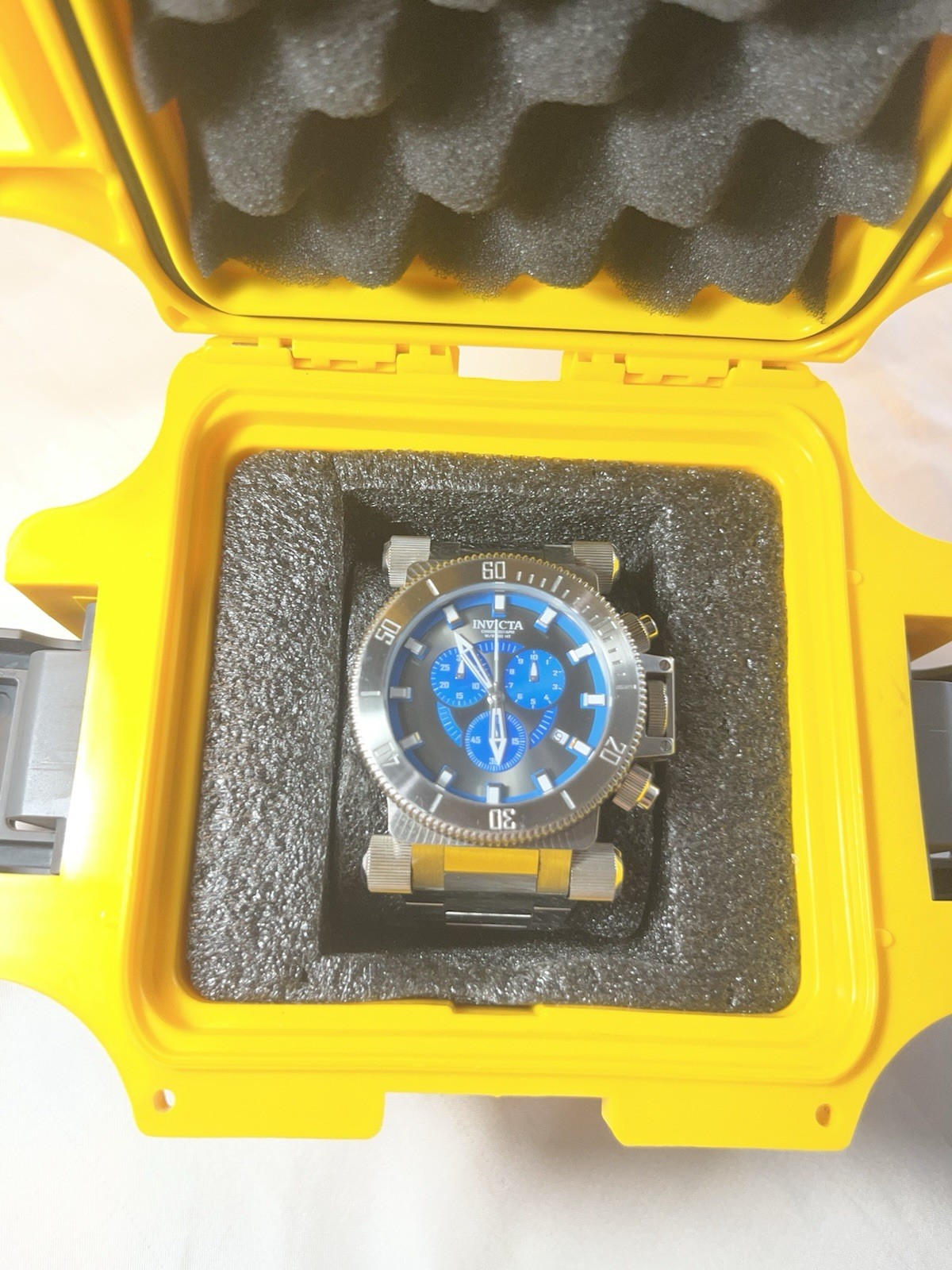 Invicta Bolt Men’s Chronograph Quartz Watch 52mm Blue Dial Steel Bracelet