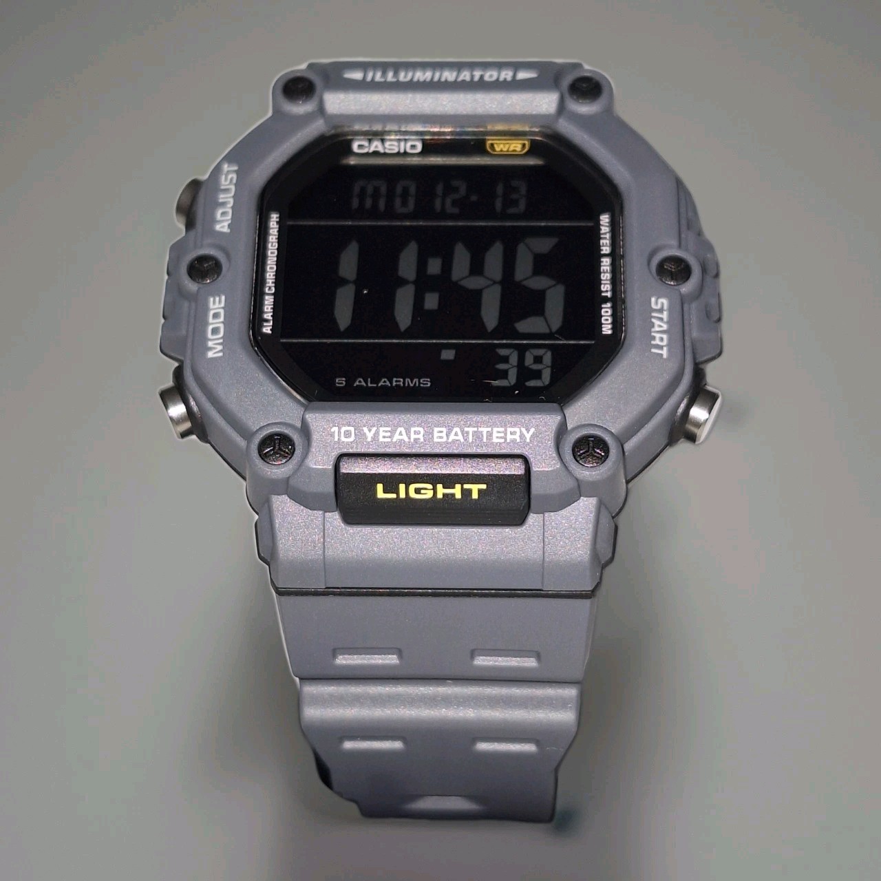 Casio AE-1600H-8B Digital Stopwatch World Time Resin Mens 10 Year Battery
