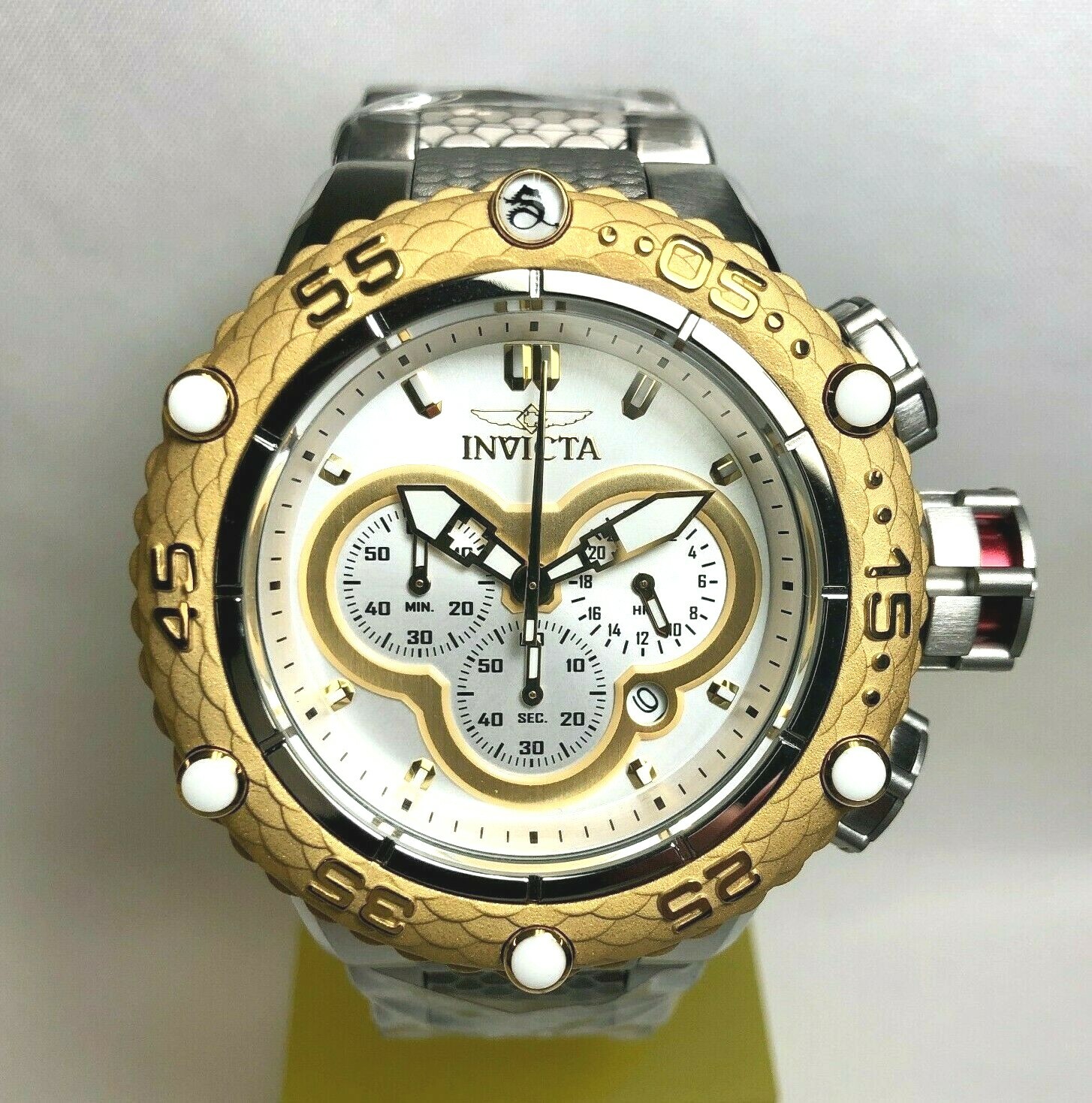 INVICTA 31575 SUBAQUA NOMA VI MENS 51.2MM WHITE DIAL GOLD/SILVER TONE *SS*