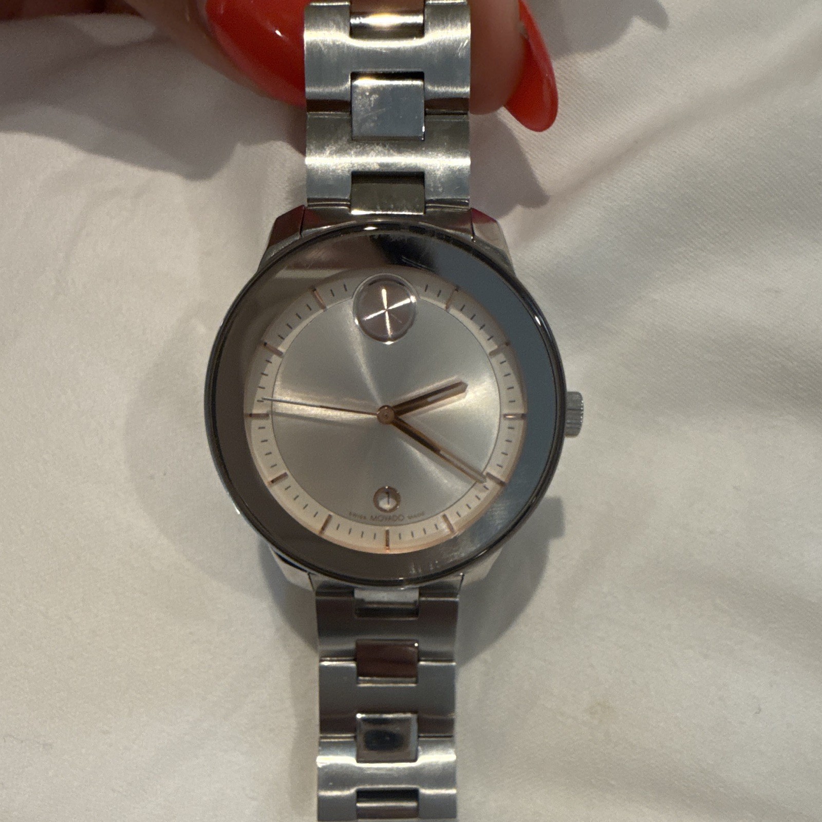 Movado BOLD Women’s Swiss Made Stainless Steel Watch Silver/Rose Gold Quartz