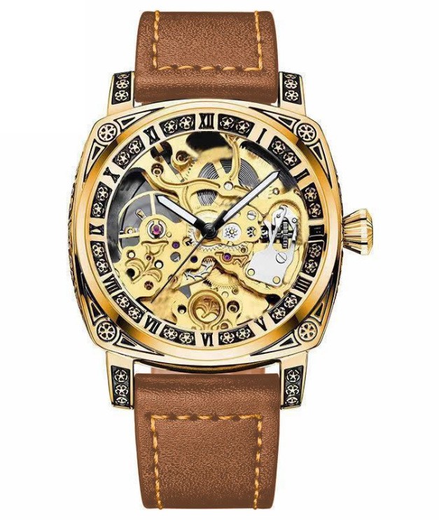 Fully automatic mechanical men’s watch waterproof genuine leather