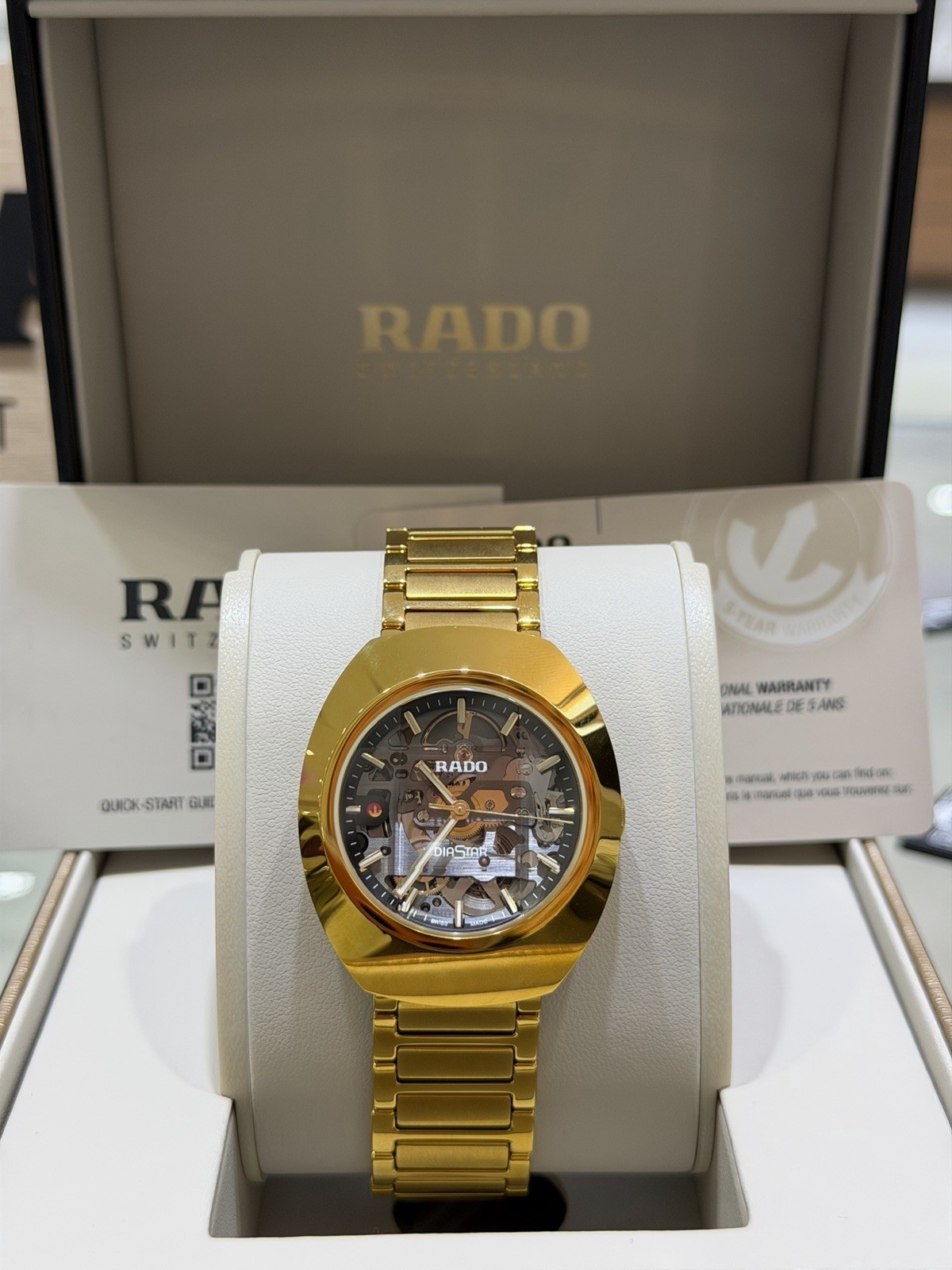 New Rado Original Automatic DiaStar Skeleton Yellow Gold Men’s Watch R12164153