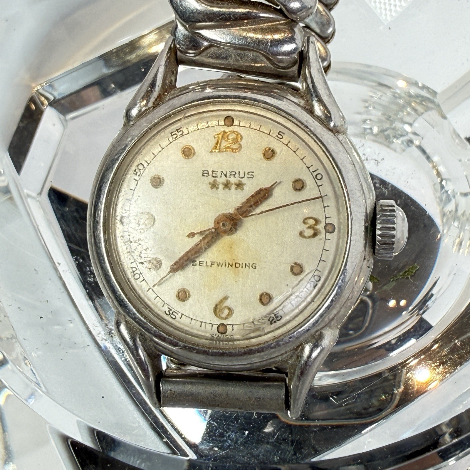 Vintage 1960s Benrus Military Mechanical Ladies Selfwinding Watch Runs