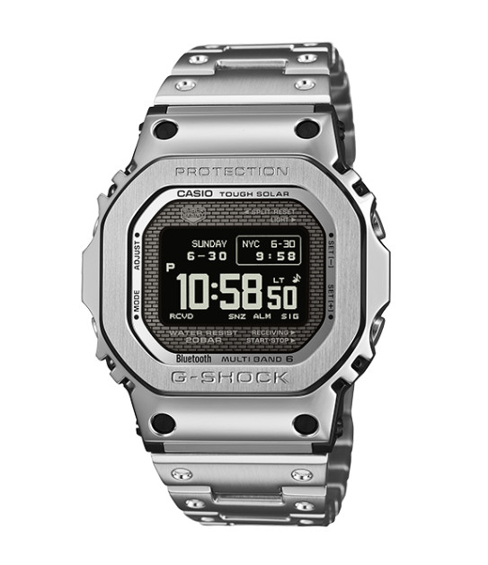 Casio G-SHOCK GMW-B5000D-1 Full Metal Silver Bluetooth Solar Watch -NEW /Express