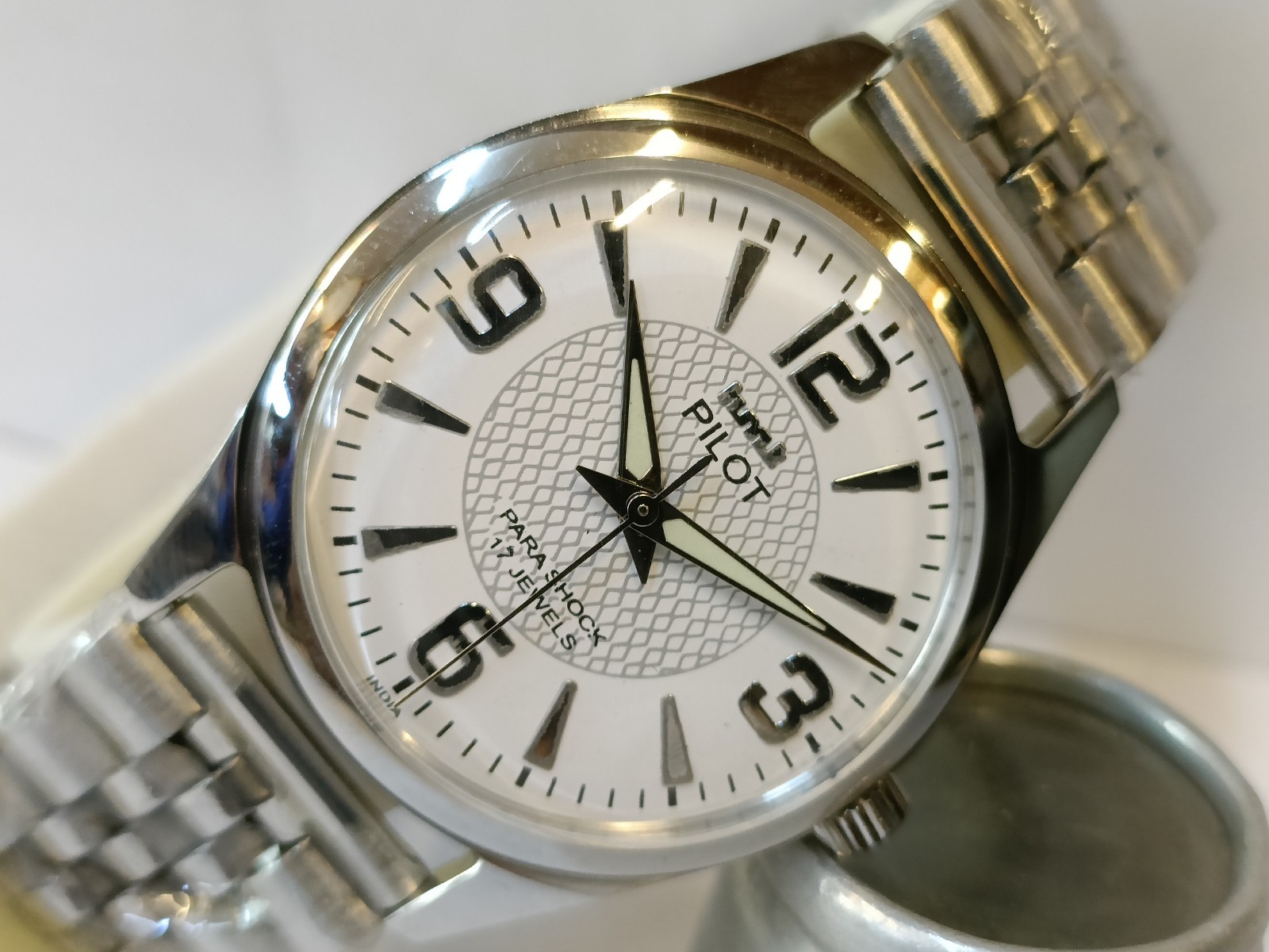 REFURBISHED HMT PILOT 17J WINDING WHITE DIAL 0231 INDIA MEN’S WORKING CONDITION