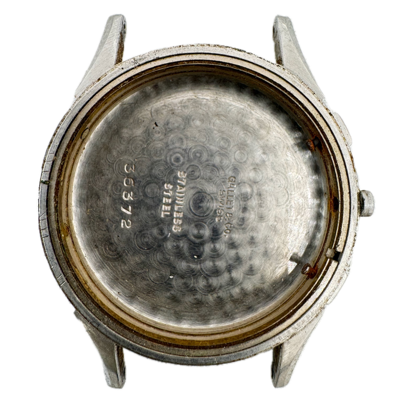 Vintage Gallet & Co. Men’s Wristwatch Case for for Valjoux 34mm Steel No Bezel