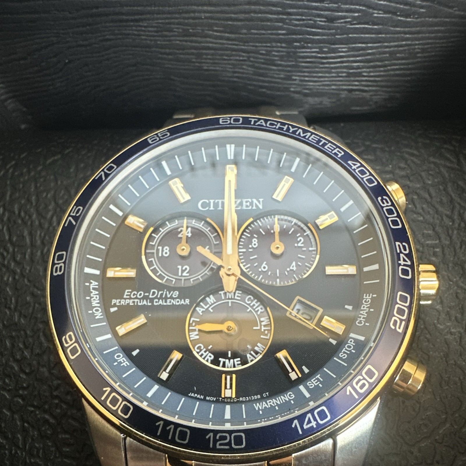 Citizen Eco-Drive Chronograph Tachymeter Two-Tone Bracelet Watch w/ Box