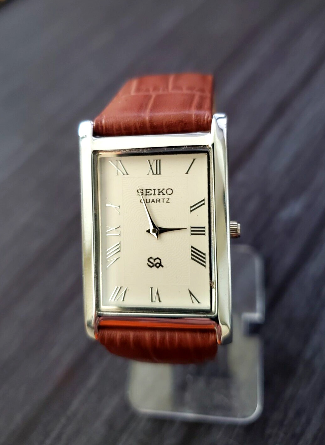 Vintage Tank White Dial Light Brown Leather Men Dress Watch New Mvt & Batt—