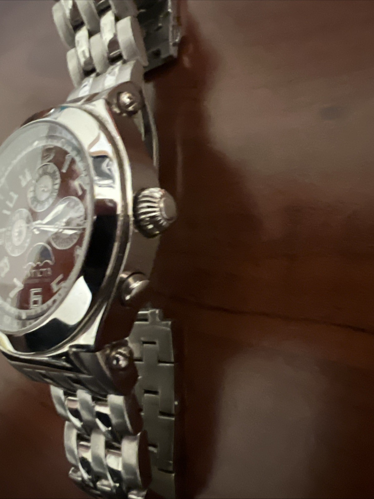 Invicta Moonphase MOP Subdials Carbon Fiber Dial Swiss Quartz #4821