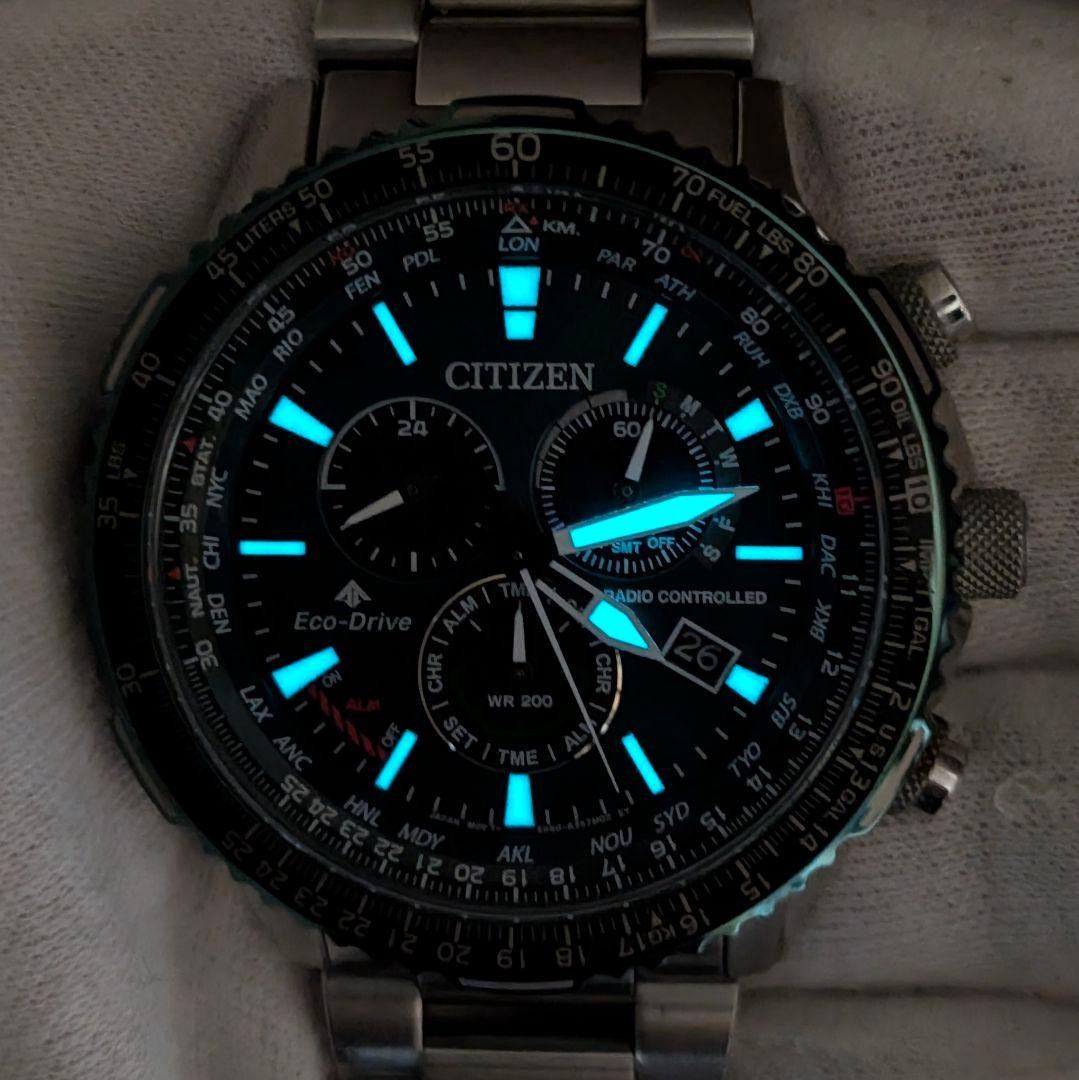 Citizen Promaster Sky Pilot Watch Quartz 45mm Green Dial Mens Wrist 20cm
