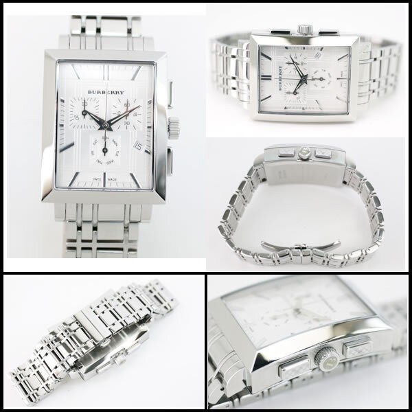 [B1Y] Burberry Classic Chronograph Rectangular Quartz Watch BU1326 [t5s]