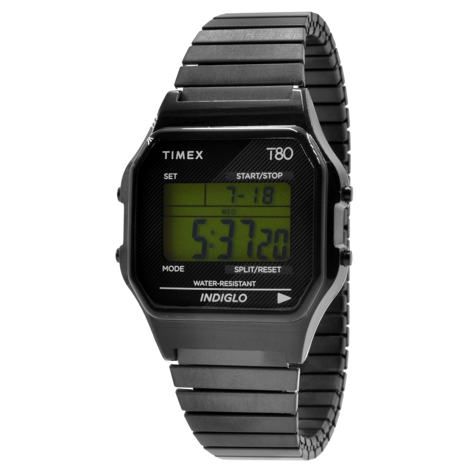 Timex Unisex Watch T80 Grey Dial Black Stainless Steel Expansion Band TW2R67000
