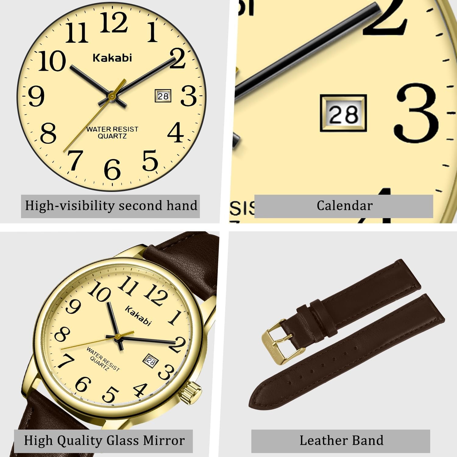 Watch for Men, Easy Reader Unisex Analog Quartz Waterproof Wristwatch with Date