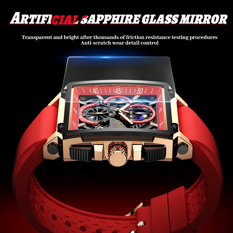 Men Watch Large Dial Quartz Luminous Date Moon image Waterproof Sport Wristwatch