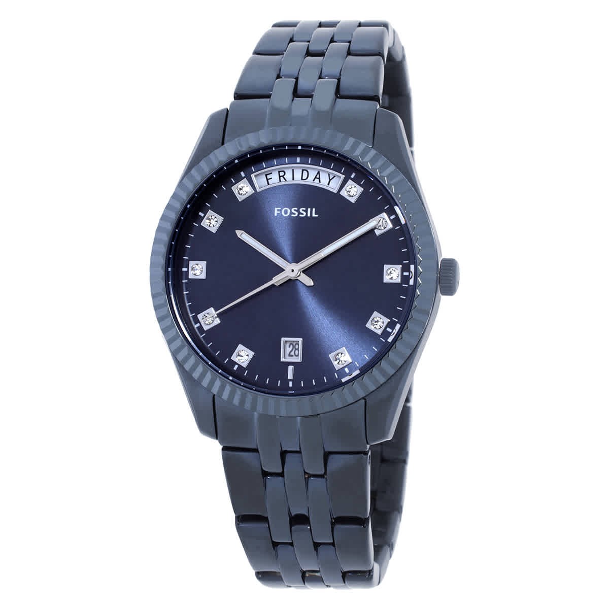 Fossil Scarlette Quartz Crystal Blue Dial Ladies Watch ES5476