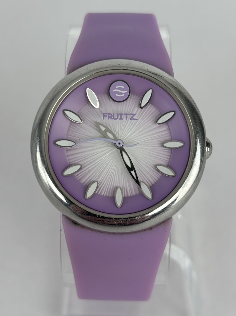 Fruitz 35mm Silver Tone Quartz Watch w/ Natural Frequency Technology & Band