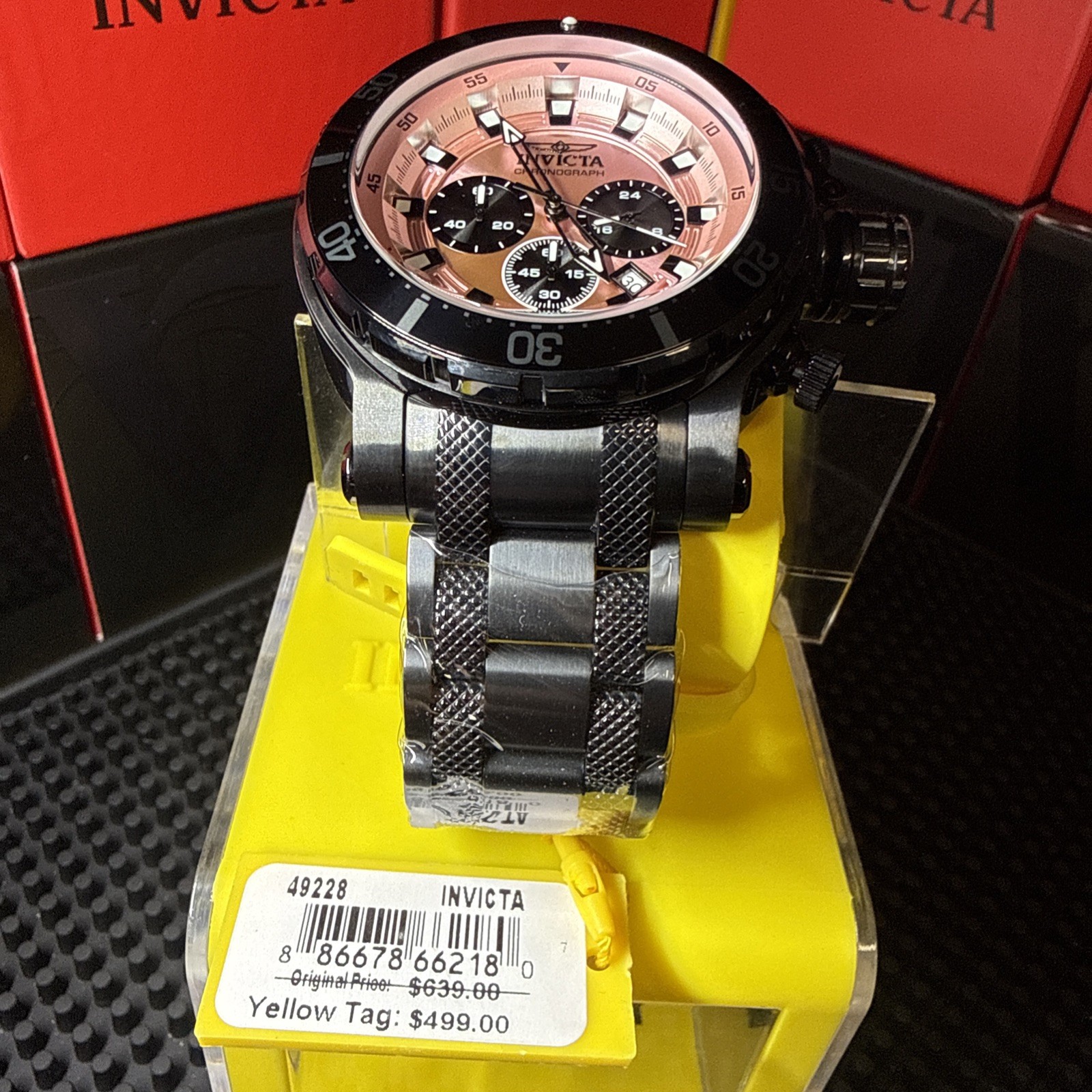 Invicta Coalition Forces Night Hawk Men’s 52mm Chrono Watch Pink & Black (49228)