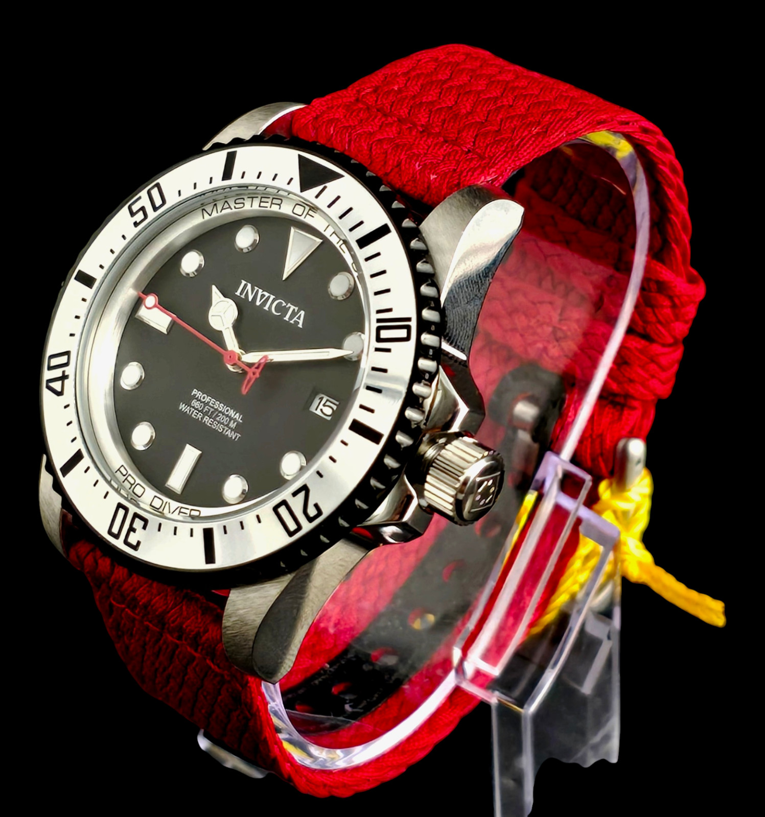 Invicta Pro Diver Men’s Watch Automatic 44mm Stainless Steel Red Strap 35486