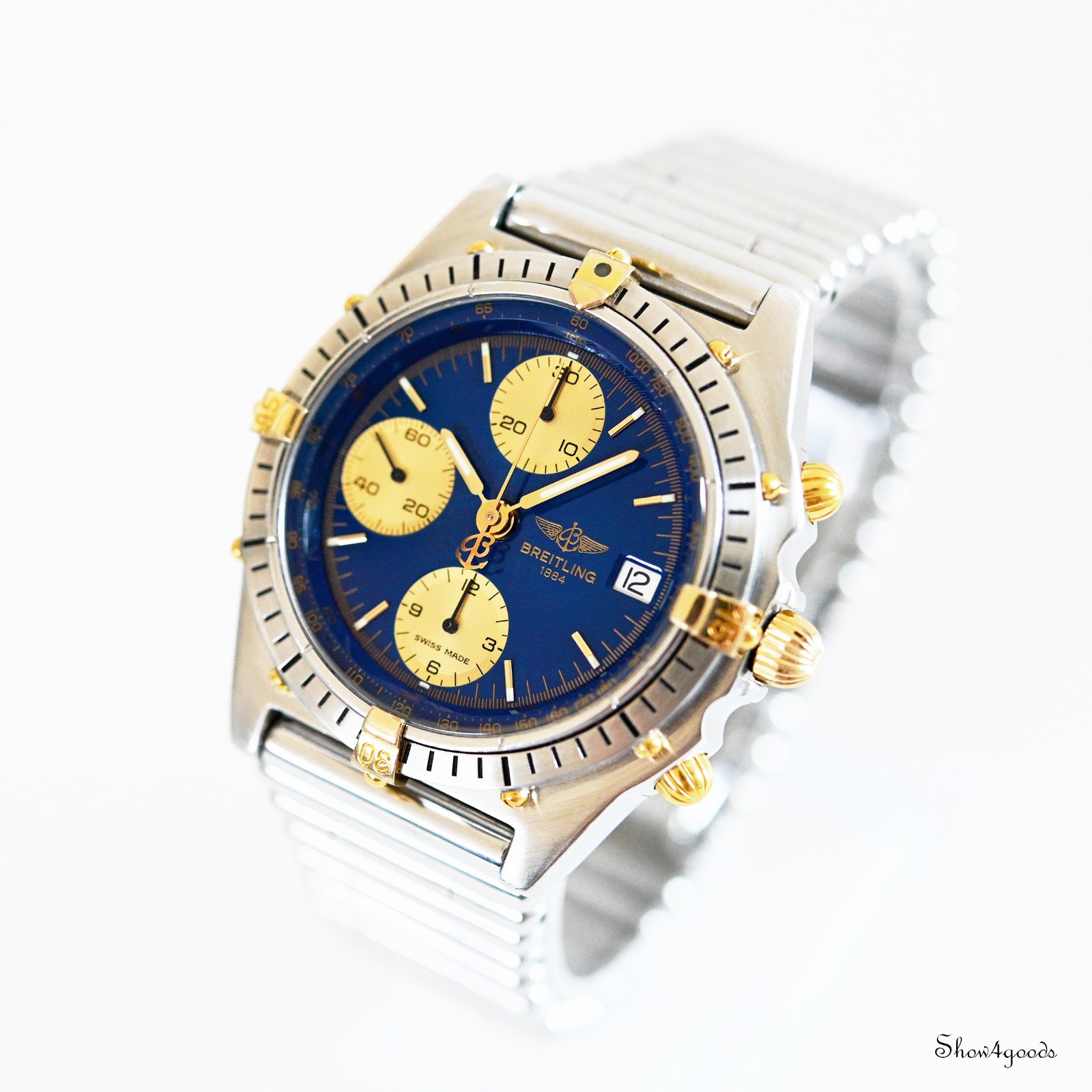 Breitling Chronomat Blue Ref 81950 B13047 Bracelet Revised Set 1988 Perfect