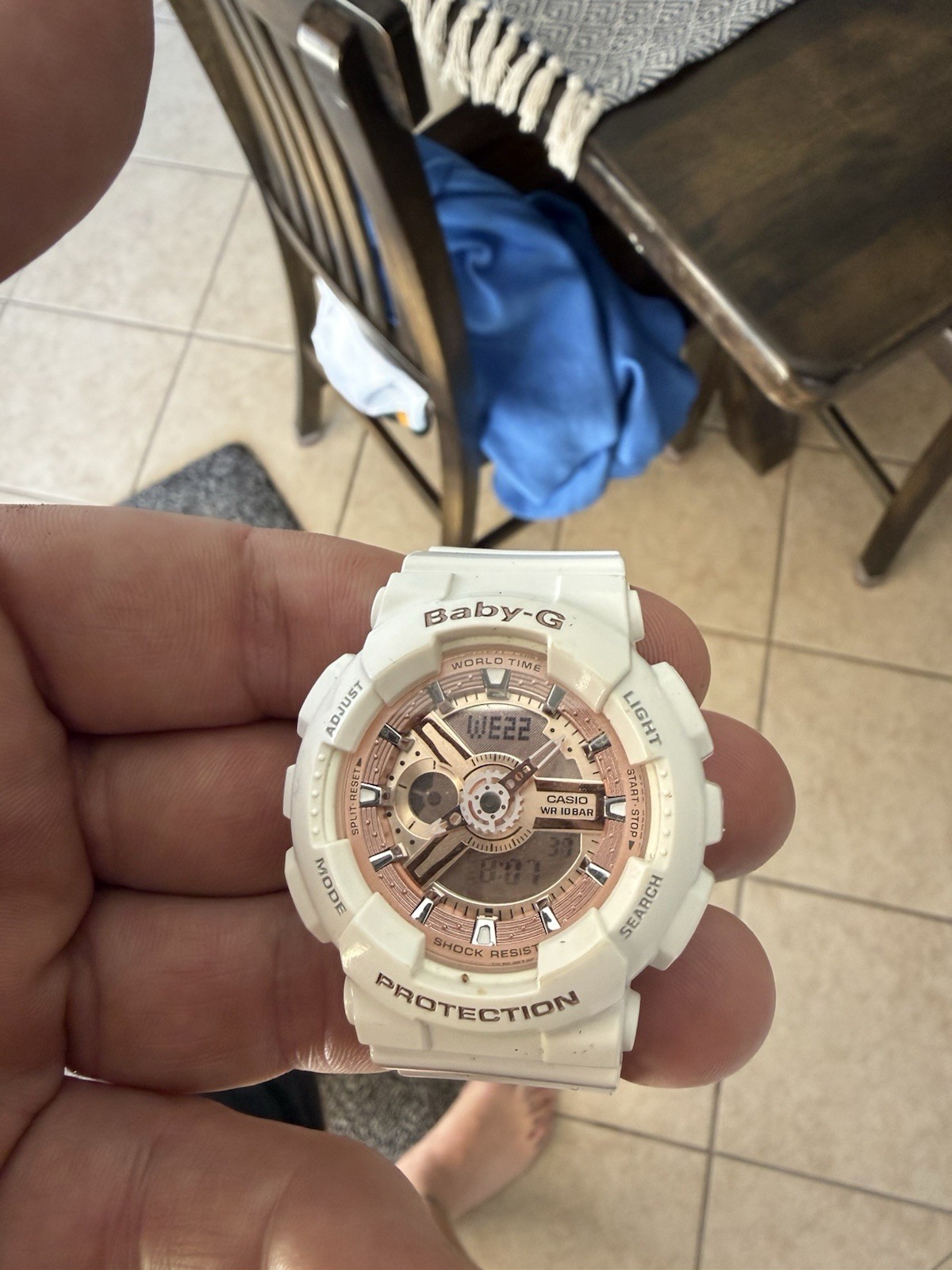 Casio Watch Baby-G 5338 BA110 Pink Dial White Band Analog Digital Works