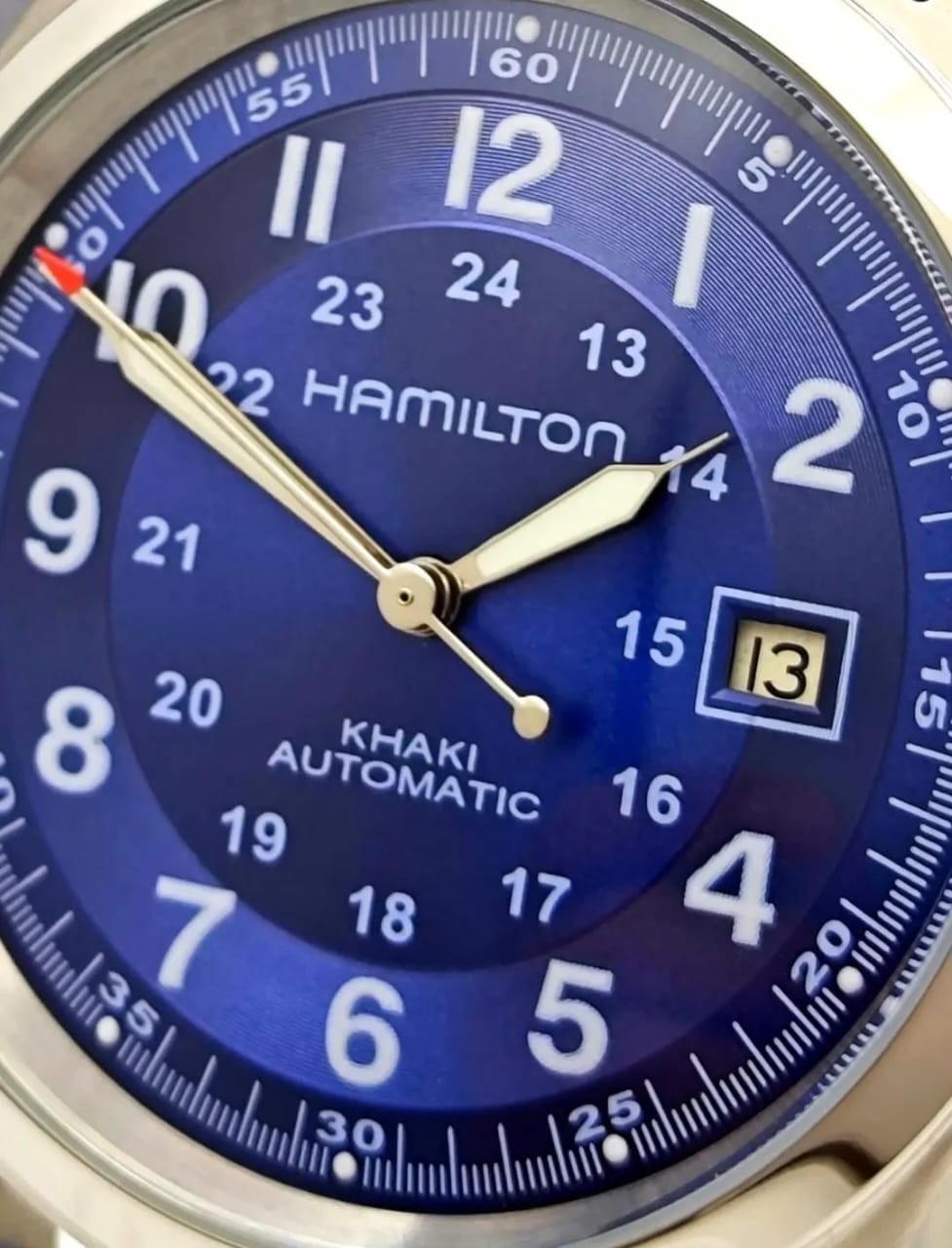 Hamilton khaki field automatic blue dial mens watch