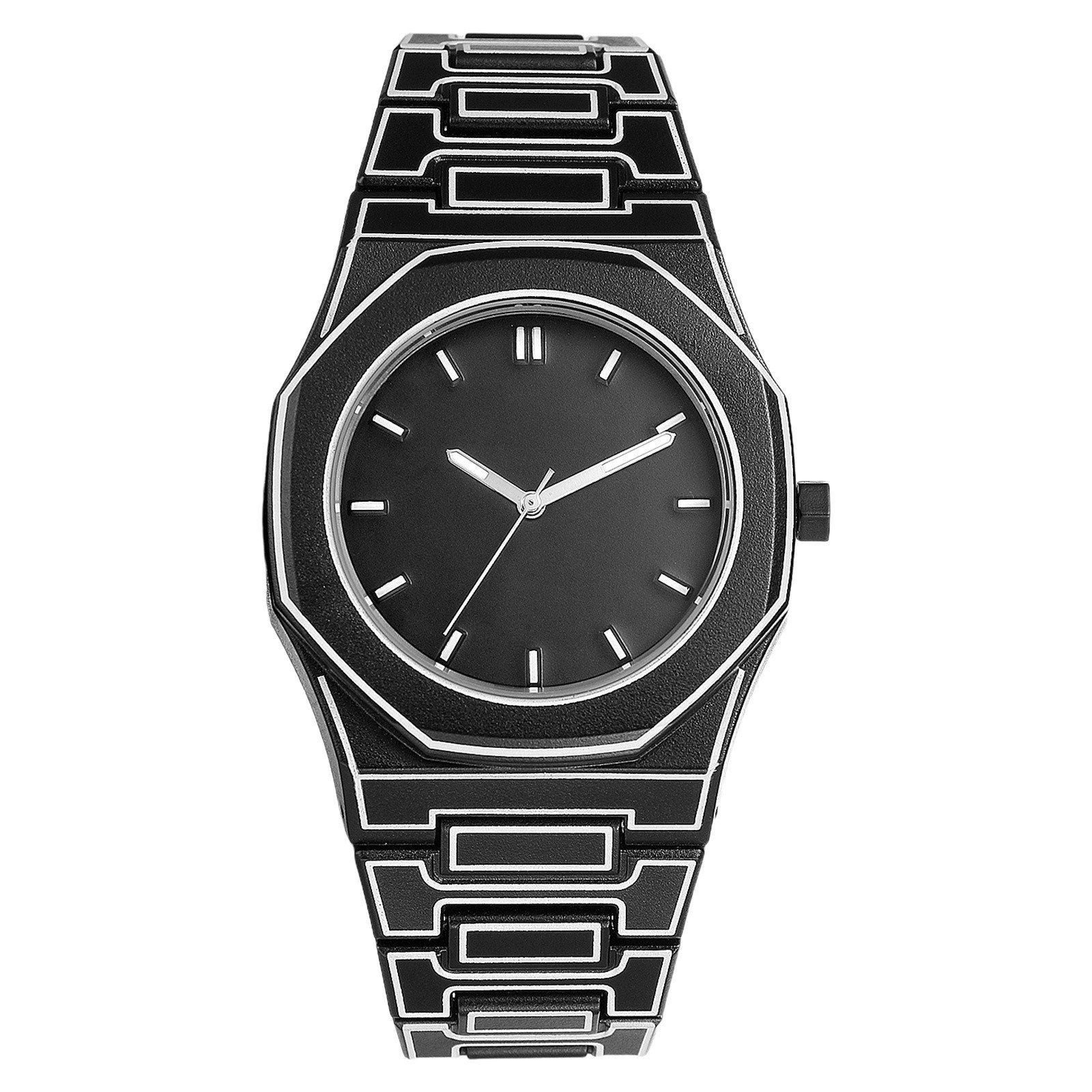 Men’s Octagonal Luminous Quartz Wrist Watches Resin Strap Waterproof Comic Style