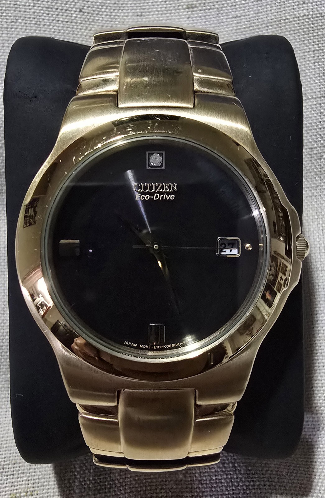 Citizen Eco-Drive E111-K005825 Gold-Tone Stainless Steel Black Dial Men’s Watch