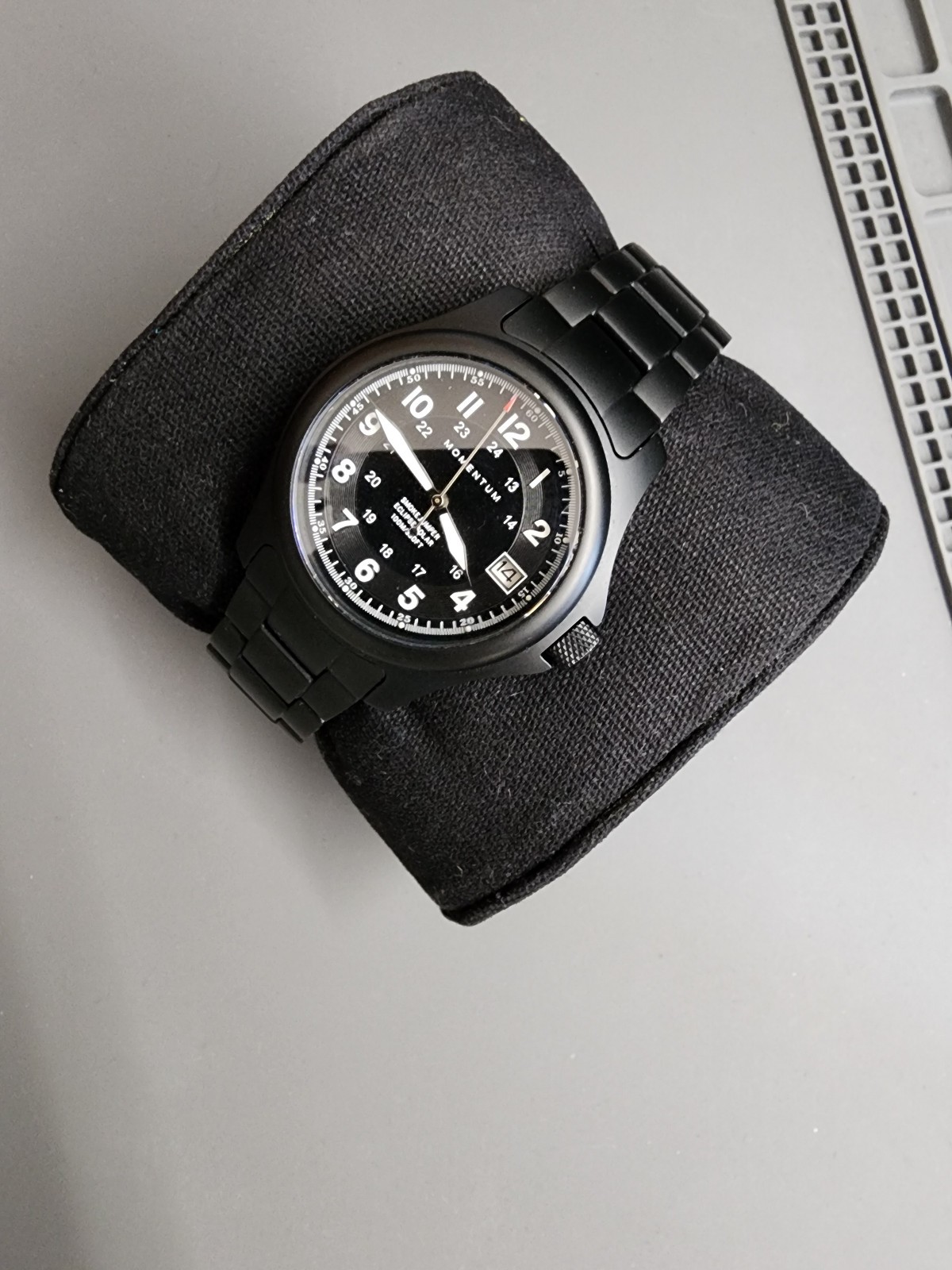 Momentum Smokejumper Eclipse Titanium Solar Quartz Wristwatch 38mm With Box