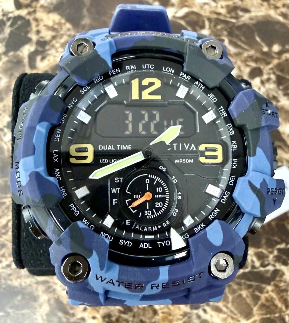 Activa X Invicta BlackOps Digital Men’s Watch-56mm, Camouflage,Blue ACW1637-003