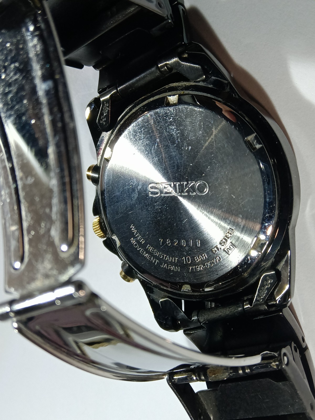 Seiko Quartz Chronograph Watch, Ref 7T92-:0CW0 (Caliber/Movement 7T92 or 7T92A)