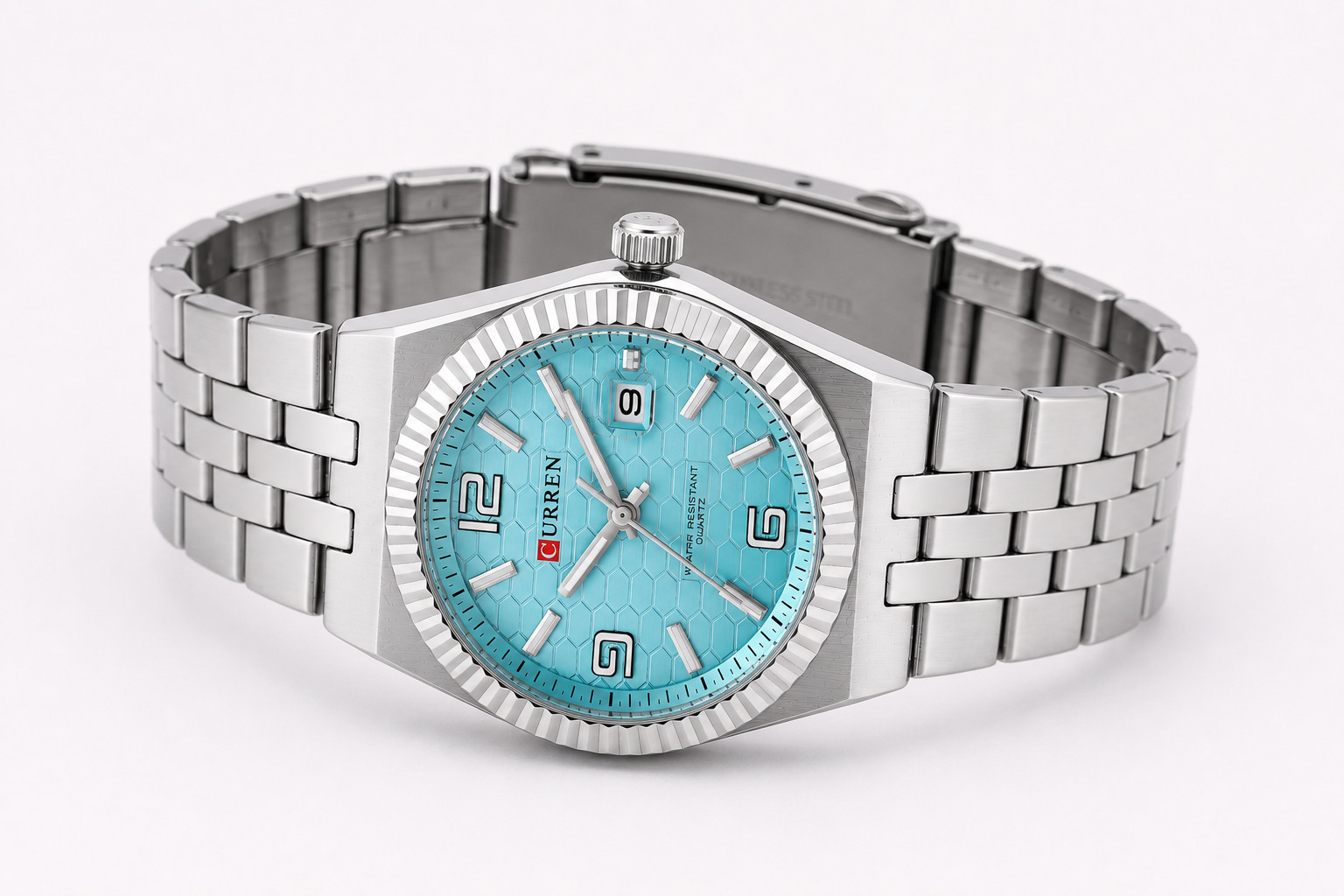 Curren Men’s Stainless Steel Quartz Watch Day-Date Dial Luminous Hands 40mm