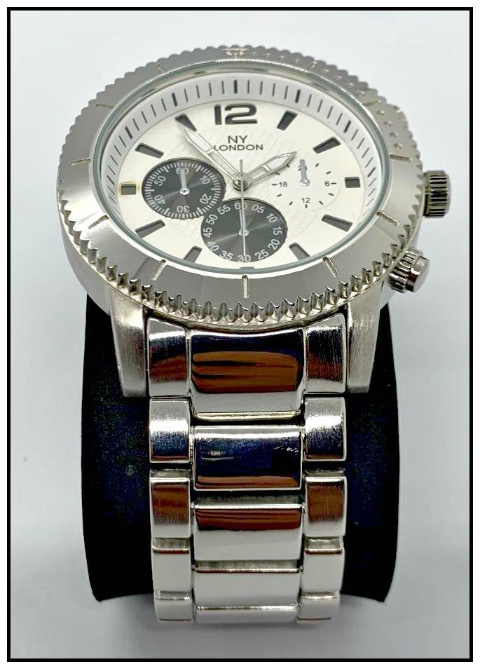 Men’s CLASSY ELEGANT DIVER Round Silver LUXURY Designer Fashion WRIST WATCH 46mm