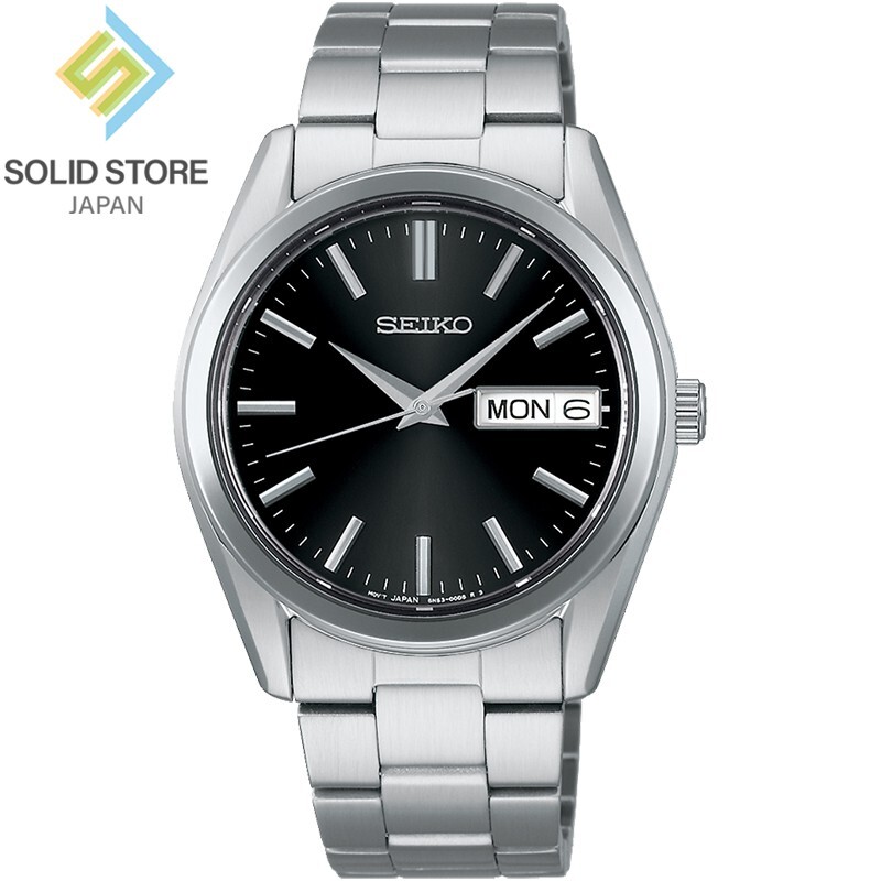 SEIKO SELECTION SBTH011 Stainless Steel Day Date Quartz Watch Black Dial 37.4mm