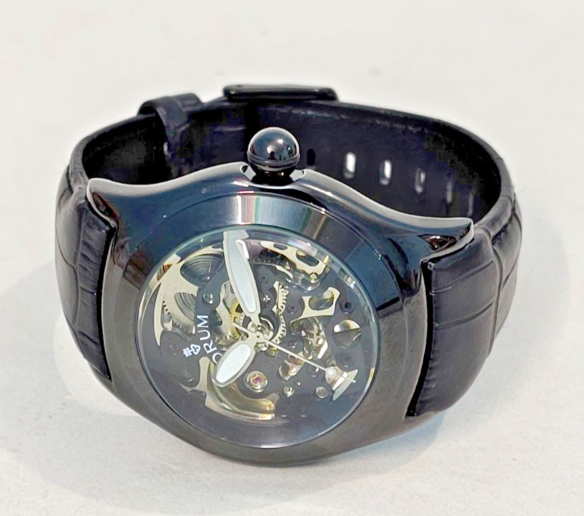 Luxury Corum Skeleton Automatic Black Dial Leather Strap Swiss Wrist Watch Man’s