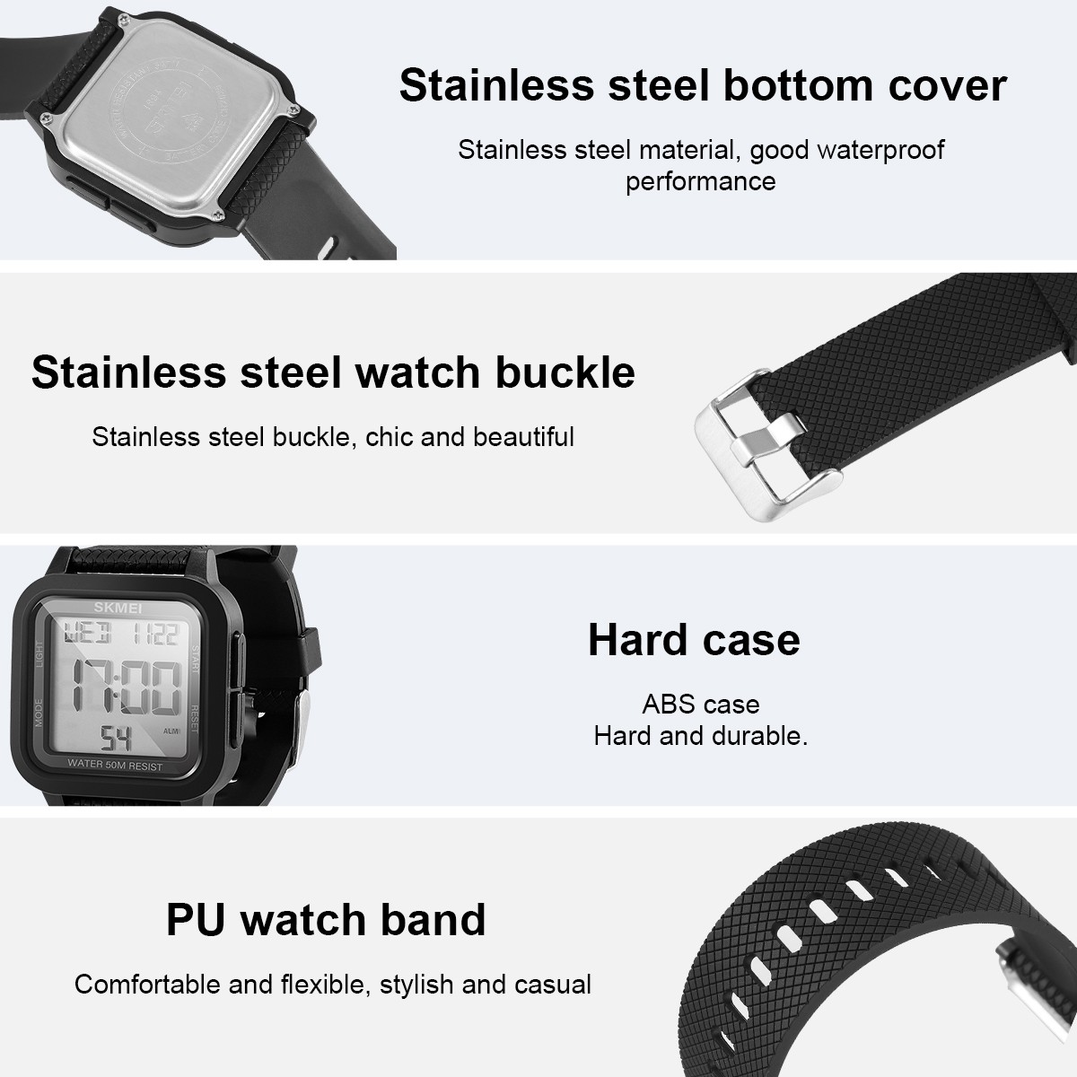 MEN SKMEI 1894 Multifunction Waterproof Digital Sports Watch Stopwatch Timer NEW
