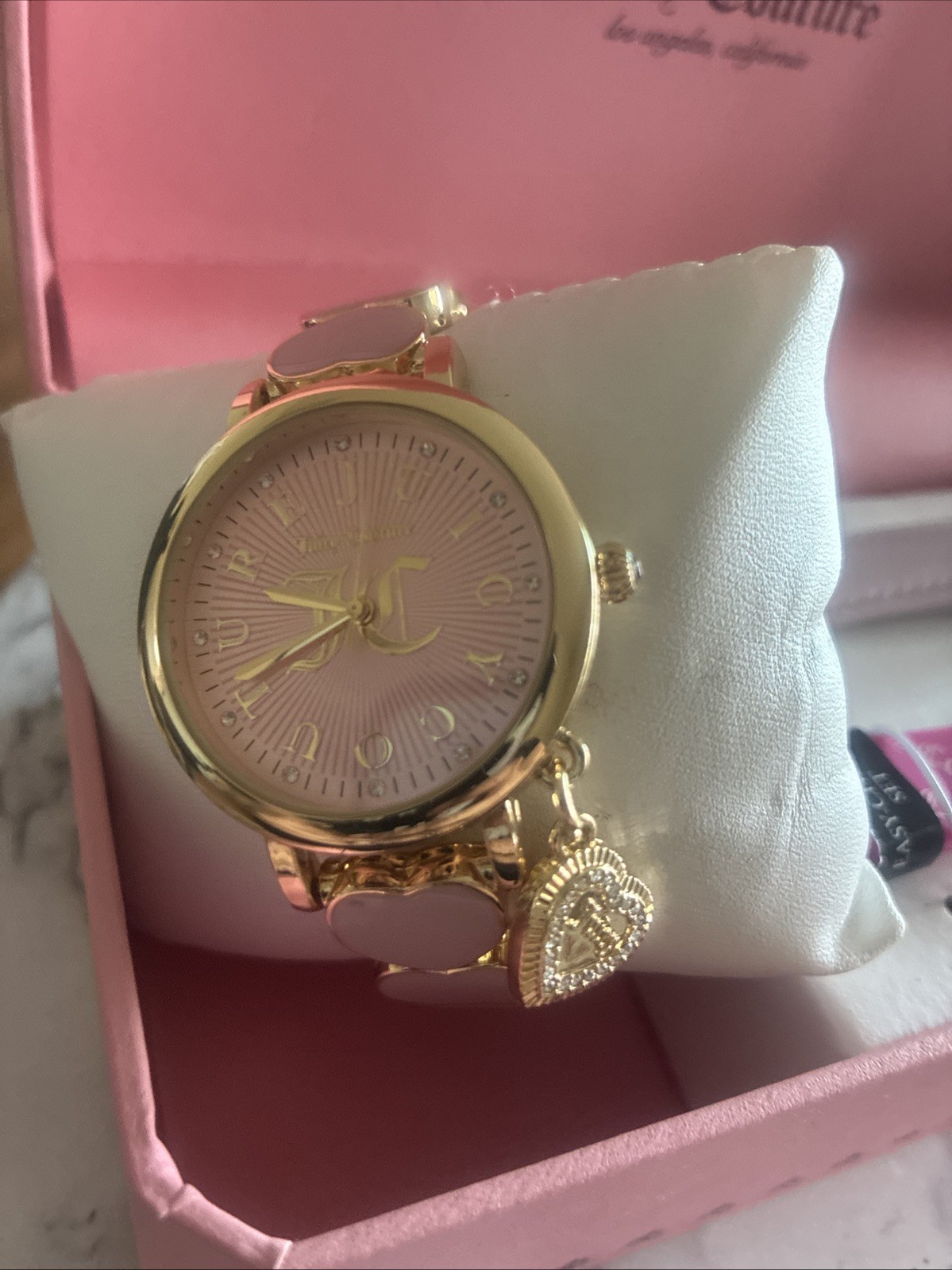 Juicy Couture Watch Heart Shaped Wrist Band Style JUI90007 Pink Color