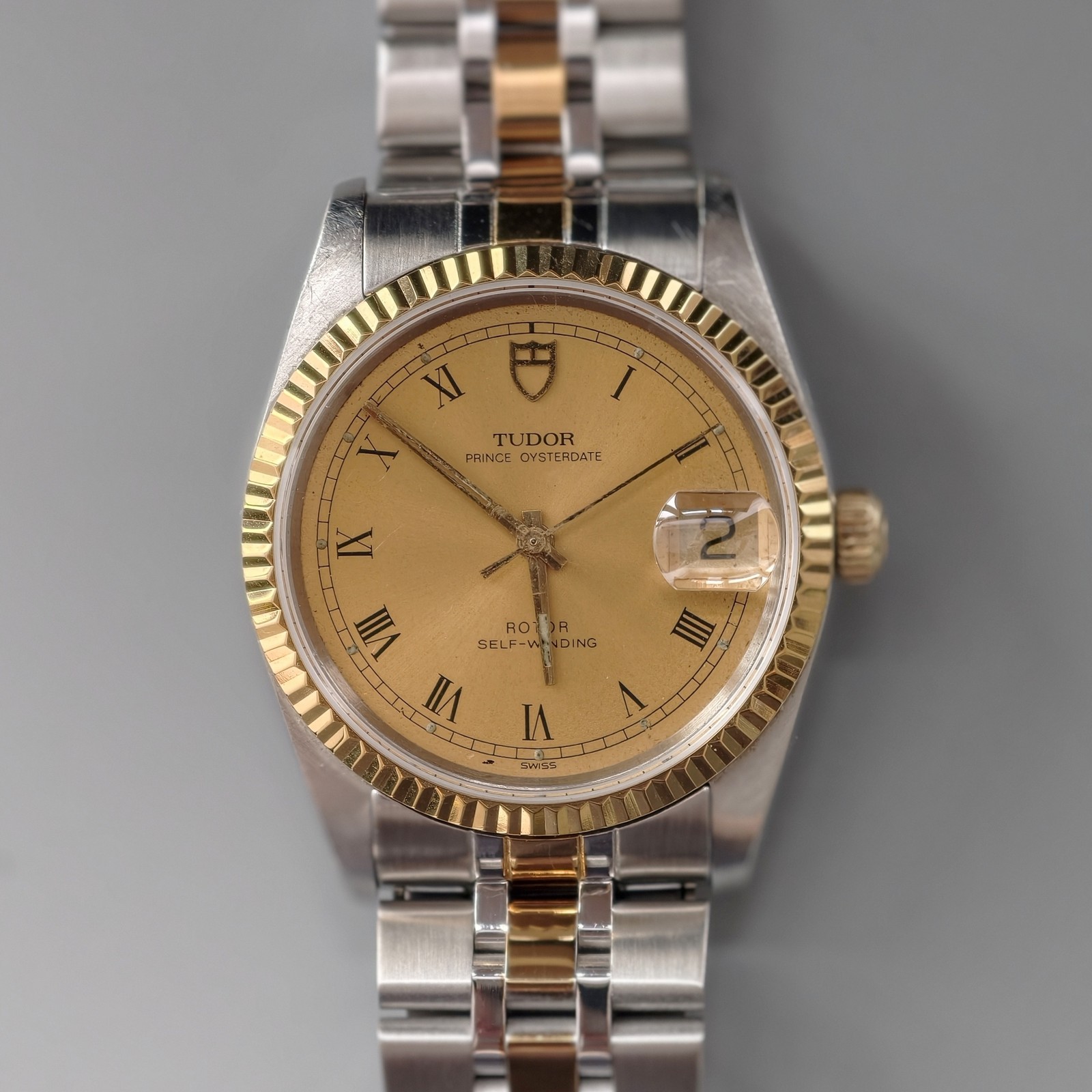 Tudor Prince Date 74033 Champagne Dial Men’s Watch Auto 34mm Black Roman Number