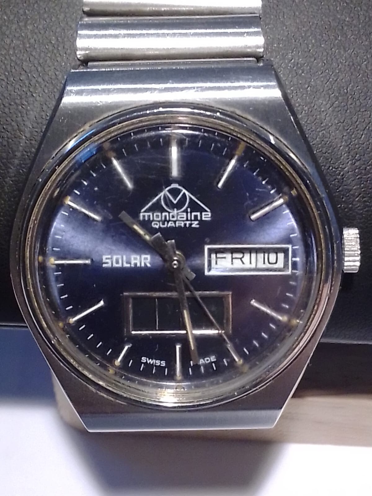 1970’sVintage Mondaine Quartz Solar powered steel cased wristwatch swiss made