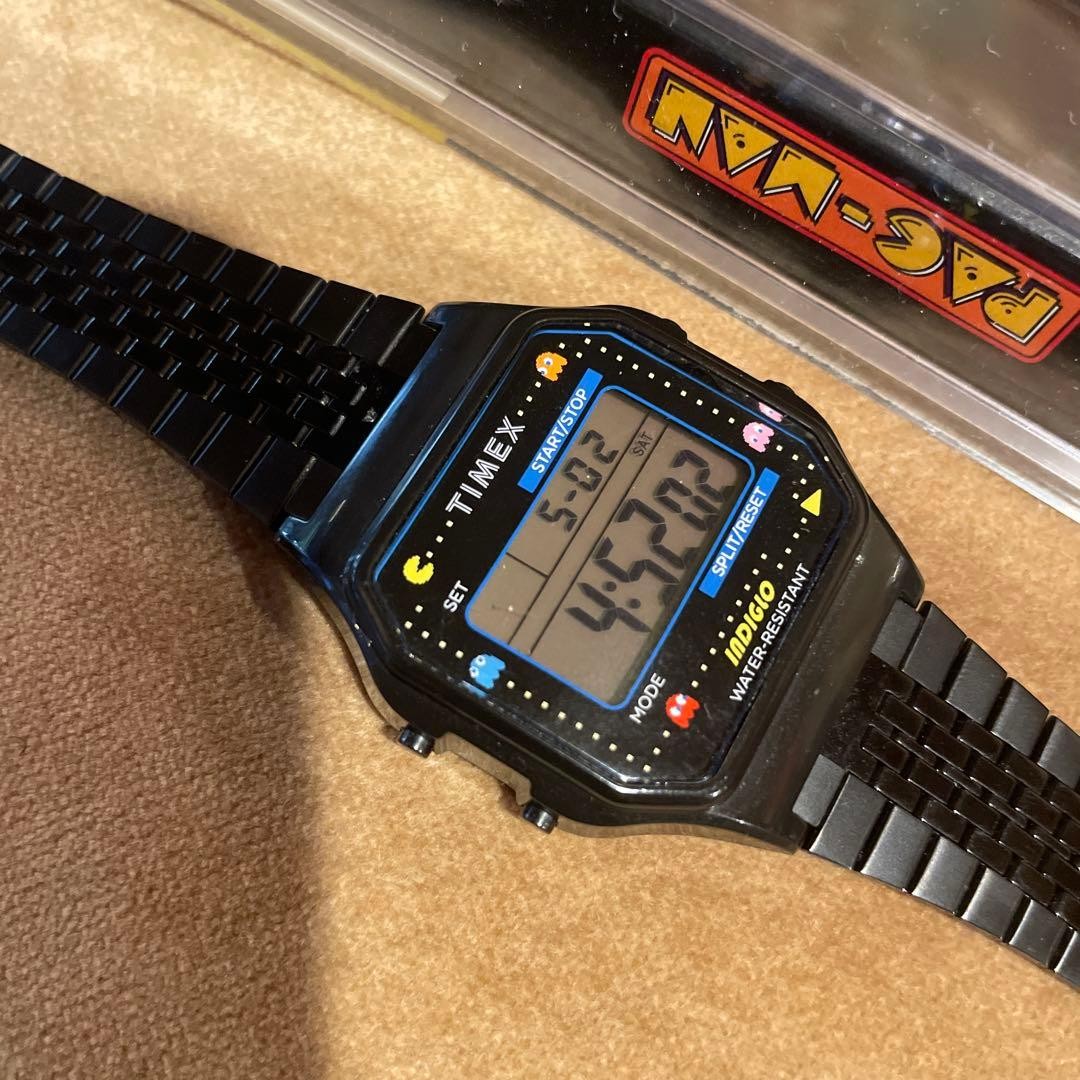 TIMEX x PAC-MAN 40th Anniversary Black Digital Watch Original Box Clean Arcade T