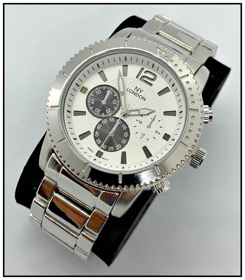 Men’s CLASSY ELEGANT DIVER Round Silver LUXURY Designer Fashion WRIST WATCH 46mm