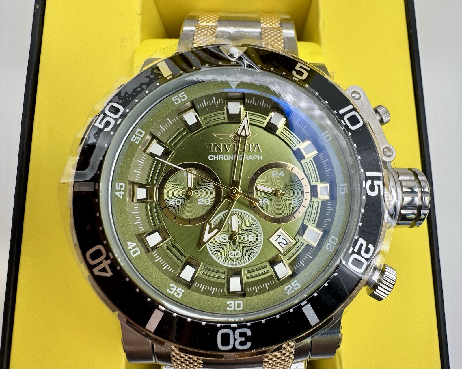 Invicta Coalition Forces Night Hawk 49225 Chronograph 52mm Green Gold Watch