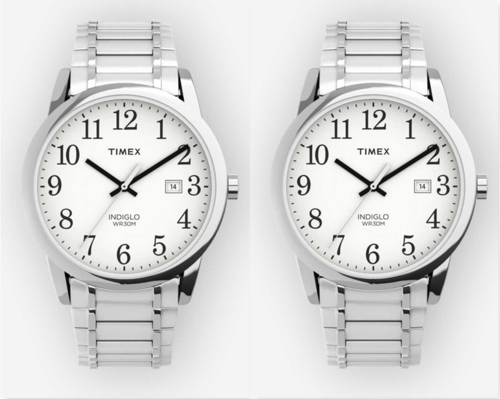 Lot of 2 Timex Men’s TW2P81300 Easy Reader Date 38mm Expansion Band Watch