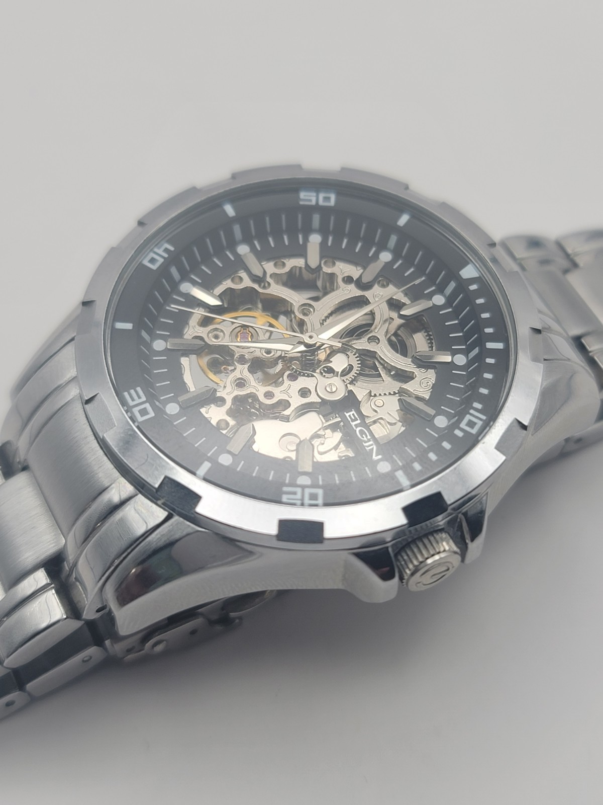 Elgin Skeleton Automatic Watch Men’s FG8030 TY2807 Movement Stainless Steel