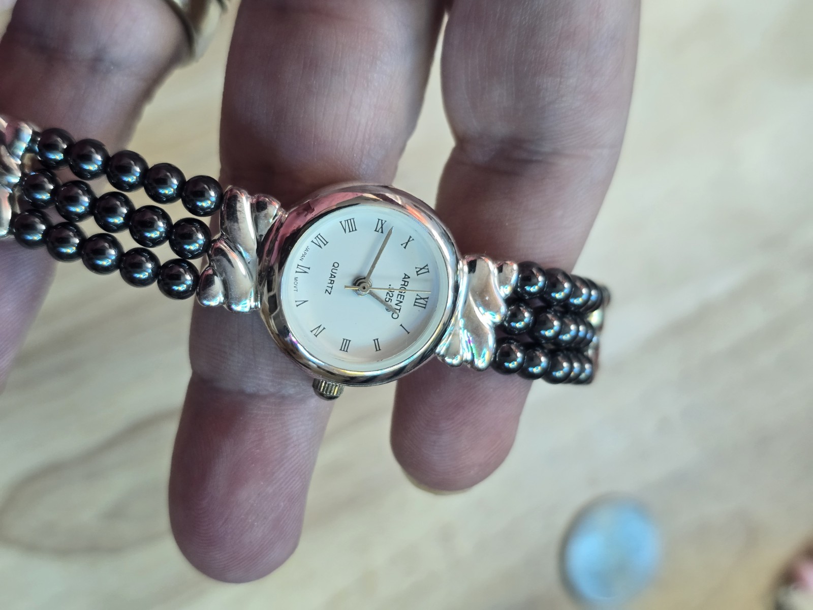 Women’s Vintage Silver Watch .925 ARGENTO JAPAN MOVM. SILVER CASE W/plastic ON