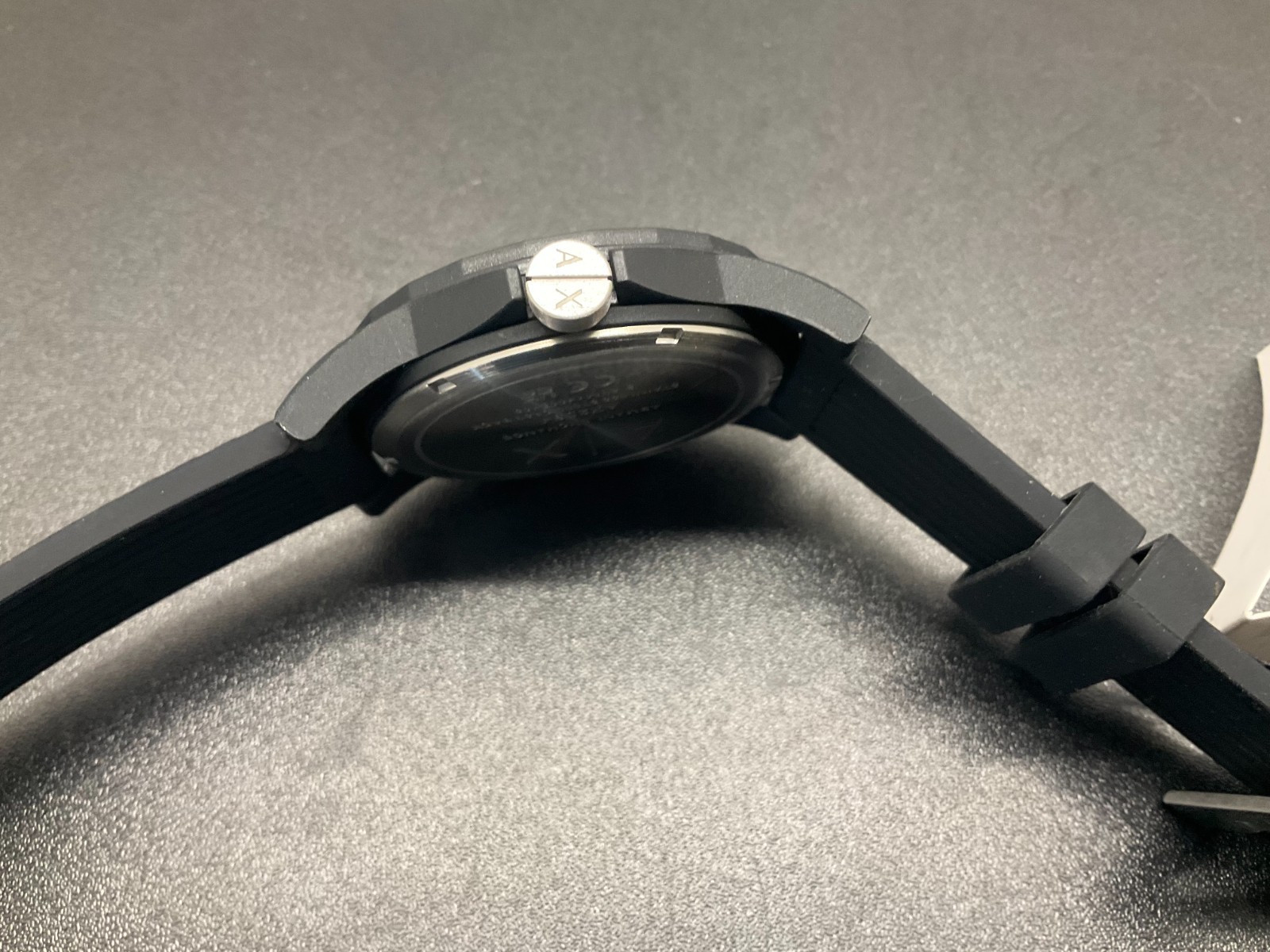 Armani Exchange Three-Hand Black Silicone Watch ax7159