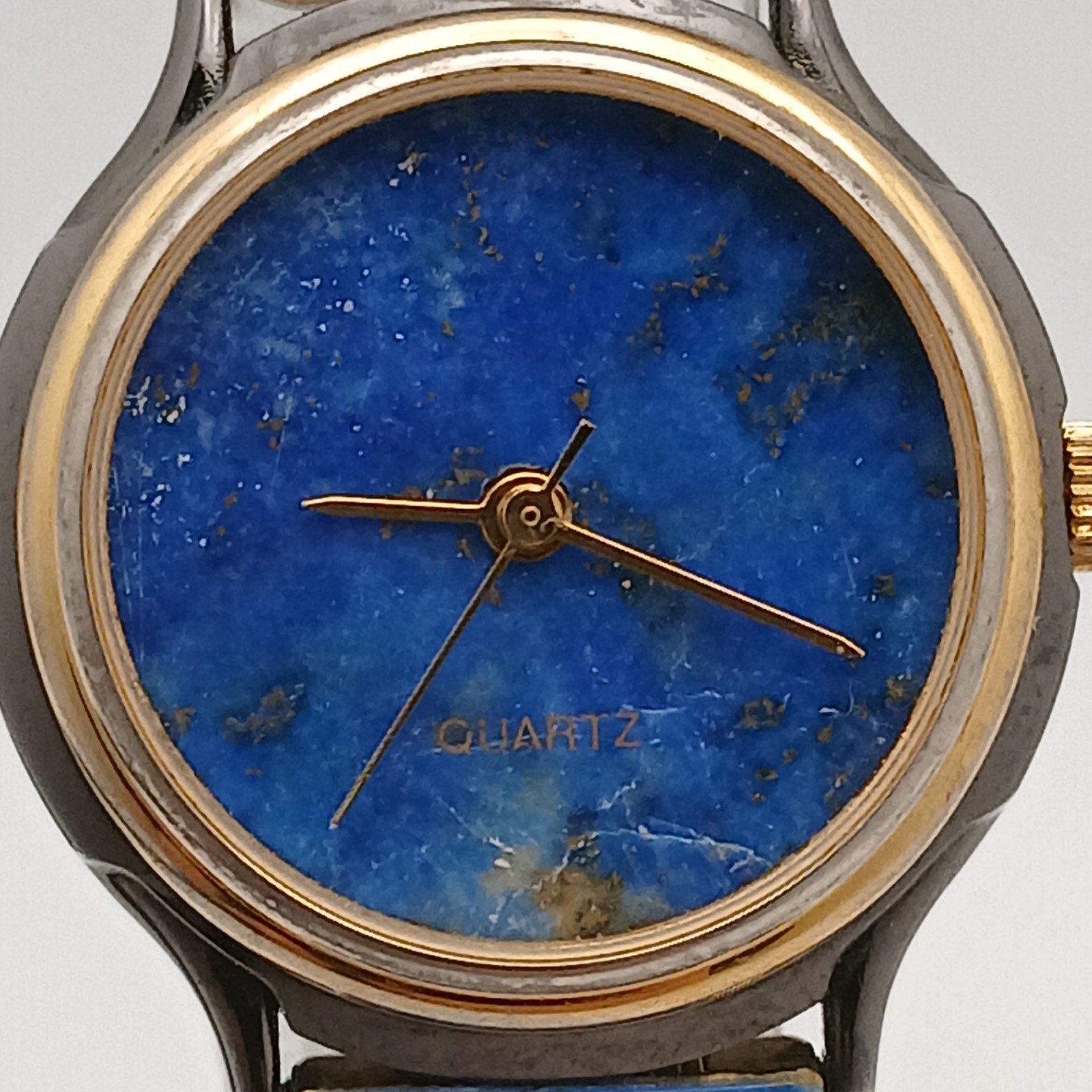Bear Wan Handmade Quartz Watch Natural Lapis Lazuli Stone Dial Blue Leather