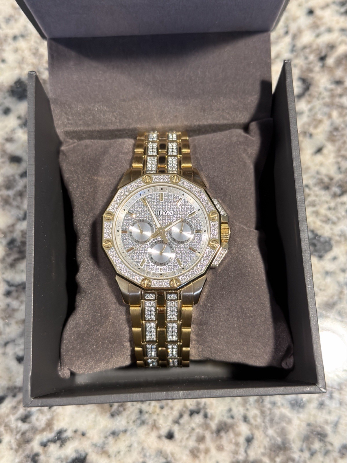 Bulova Octava Crystal Gold & Silver Stainless Steel Quartz Wristwatch